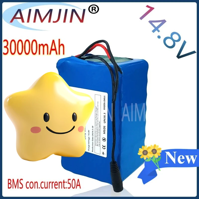 

Newly upgraded 18650 4S10P 14.8V 30Ah 444Wh Lithium-ion Power Battery withBMS for Inverter Smart Robot High-power Equipment Etc