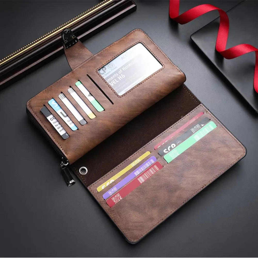 Multiple Card Slots Male Long Wallet Large Capacity Elegant Fashion Clutch Wallet Handhold Anti Theft Coin Purse