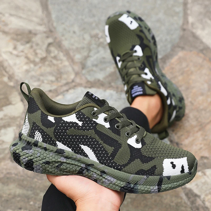 

Men's Sneakers Fashion Camouflage Training Shoes New Mesh Breathable Casual Shoes Outdoor Non Slip Hiking Shoes Tenis Masculino