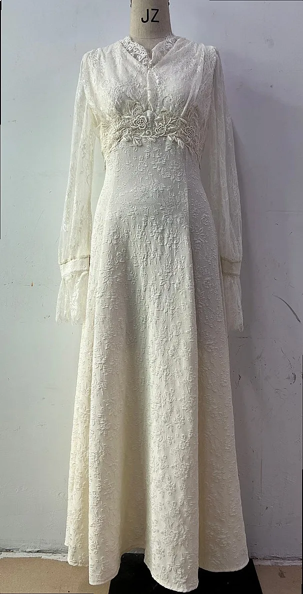 Elegant V Neck Slim Waist Puff Sleeve Dress Fairy Dresses Spring Summer 6