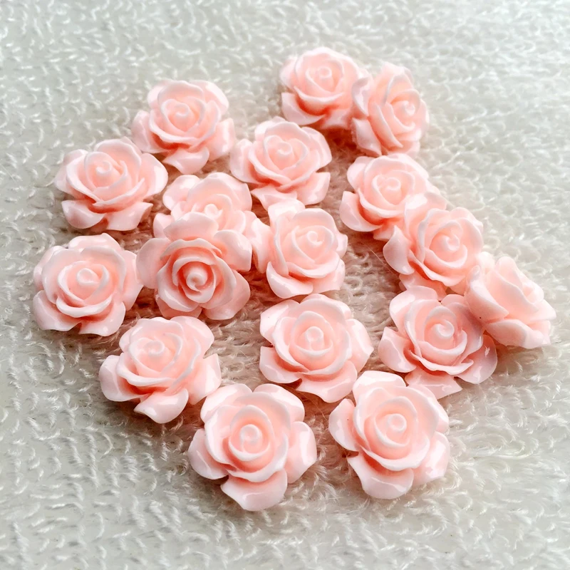 30pcs Mixed Color 15mm Flat Back Resins Cabochon Scrapbook 3D Resin Rose Flower Fit Phone Embellishment DIY -B02