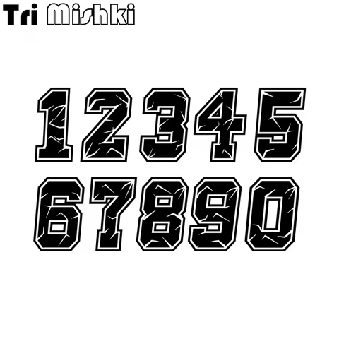 Tri Mishki HZX1185# Artistic Font Race Number Decals Car Sticker Funny Vinyl Decals Motorcycle Accessories Stickers