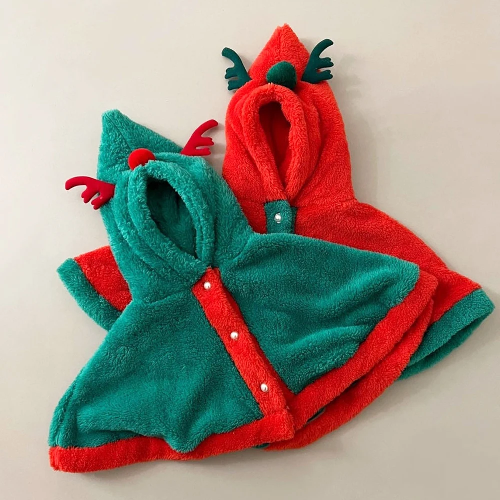 

Cartoon Baby Christmas Cloak Autumn Winter Kids Hooded Coats for Girls Boys Warm Fleece Cute Children Jackets Infant Clothes