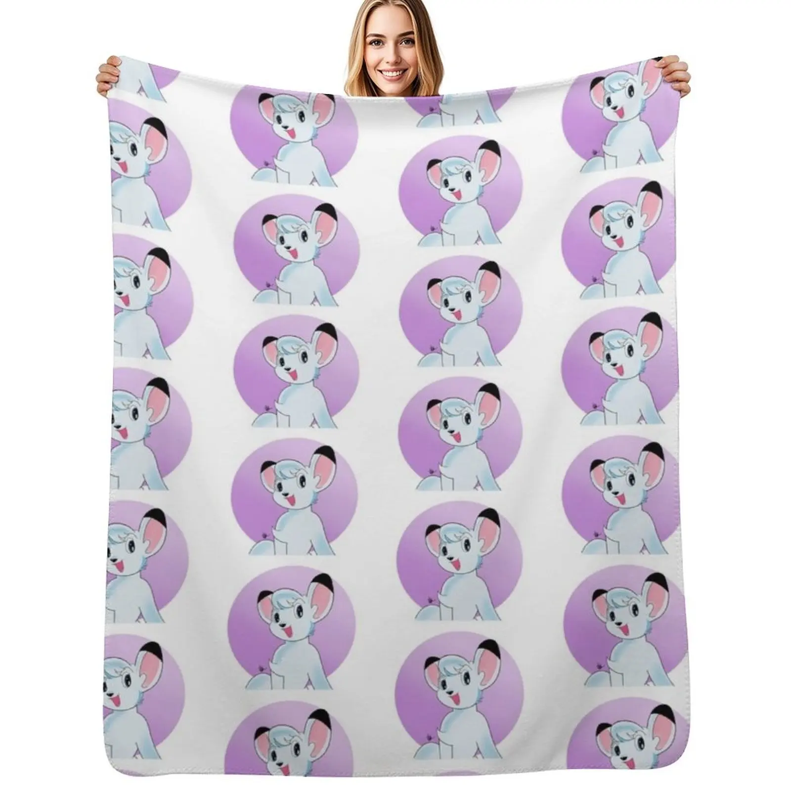 Manta decorativa con diseño de Kimba el león blanco, manta decorativa suave para sofá