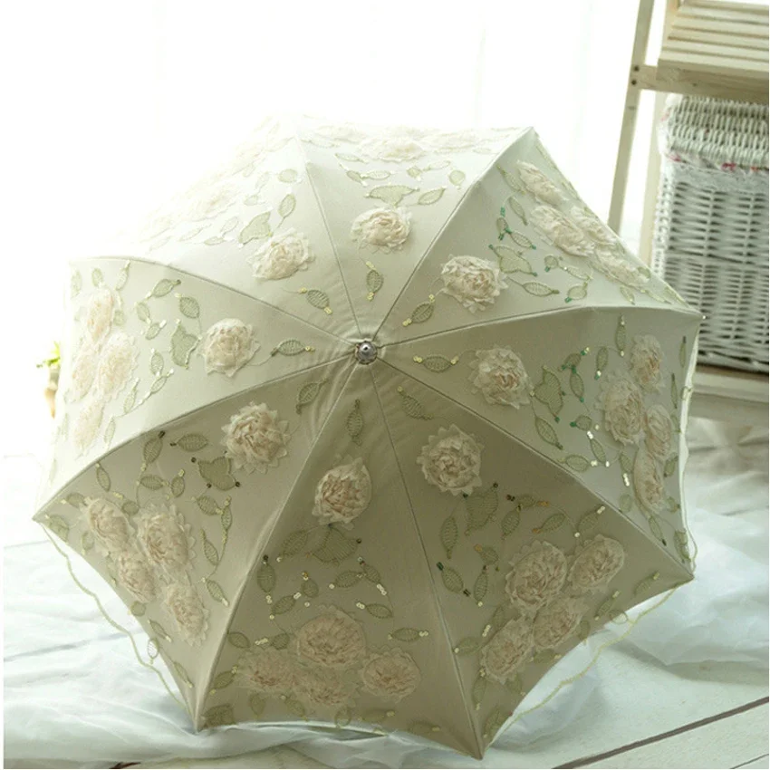Classic Flower Lace Umbrella For Women, Elegant Embroidery Umbrella, Vintage Female Umbrella, Wedding Umbrella, New Style