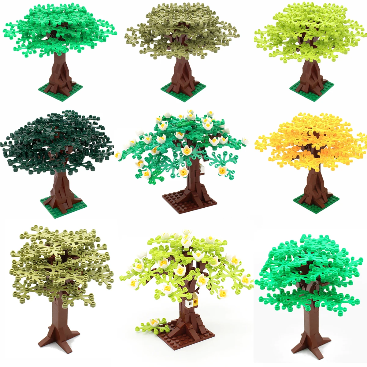 MOC Bausteine-Sets - Gartenpflanzen & Bäume Kit, Hoflandschaftsdekoration Kompatibles DIY-Konstruktionsspielzeug