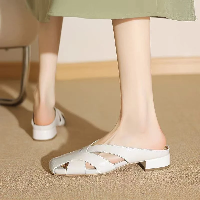 

New Women'S Cross Strap Slippers Summer Outdoor Indoor Closed Toe Living Room Solid Color Movable Floor Waterproof Beach Sandals