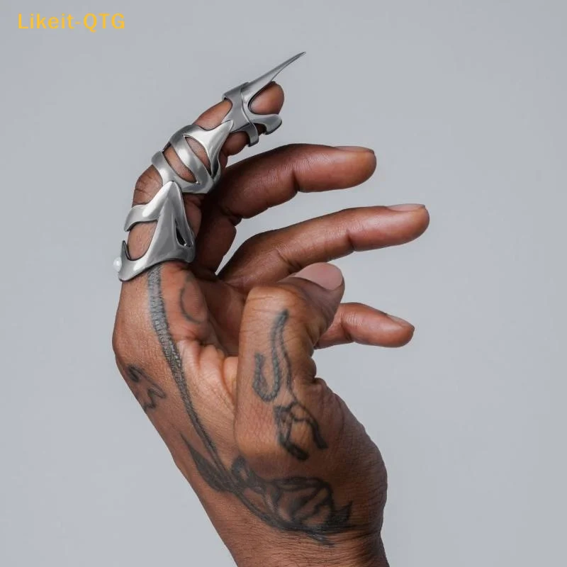 

НОВИНКА: 1 шт. Готическое рок-кольцо на палец в стиле рыцарской брони с многослойным дизайном, металлическое, для косплея, панк-стиль