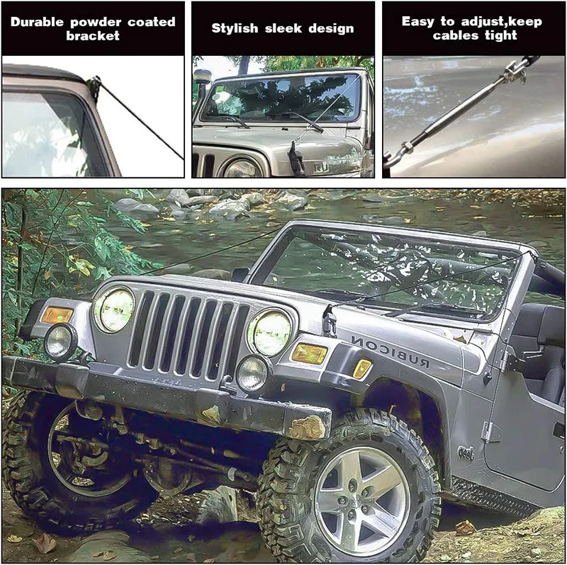 Car Obstacle Eliminate Rope Front Hood Protector Deflect Hanging Branch Brush Fit For Jeep Wrangler JK 2007-2017 Car Accessories