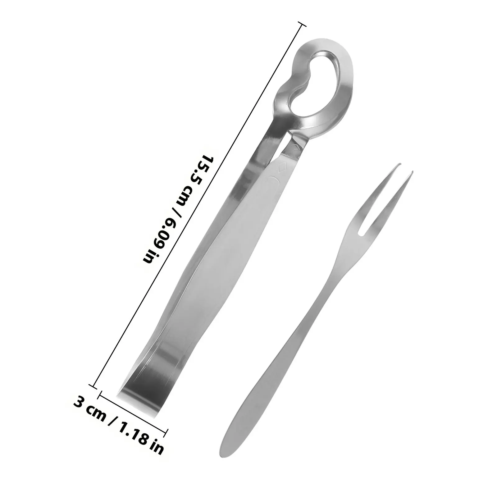 1Set Escargot Tong Stainless Steel Snail Tong and Fork Set Food Clip Tongs Shellfish Tongs Escargot Dining Tools