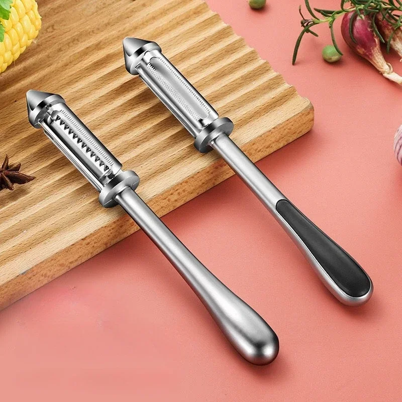 Peeling Knife and Peeler for Household Multifunctional Kitchen, Shredded Potatoes, Fruits, Melons Zinc Alloy Three in One Peeler