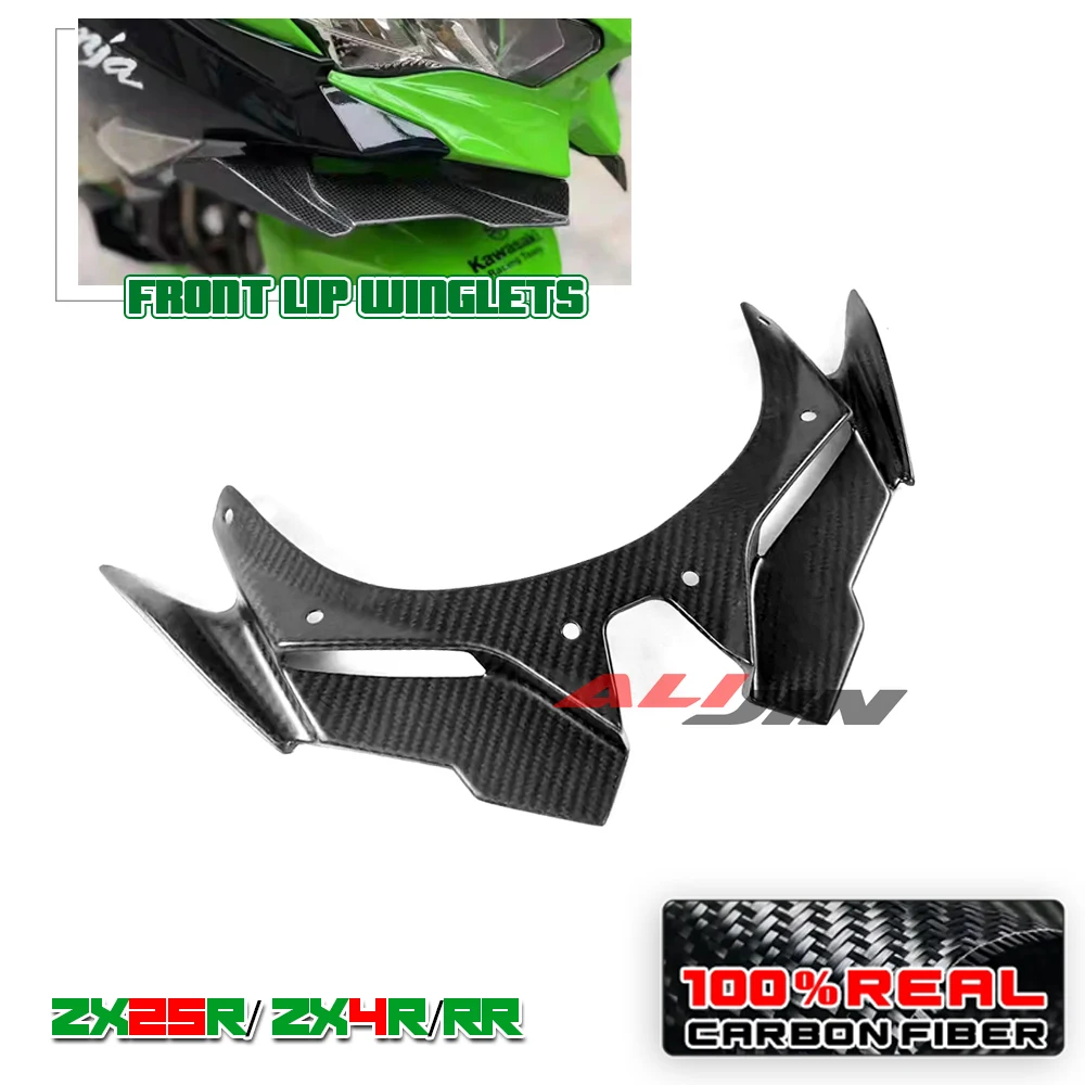 

Real Dry Carbon Fiber For KAWASAKI NINJA ZX25R ZX4R ZX4RR 2020-2024 Motorcycle Front Fairing Lower Lip Beak Winglet Aerodynamics