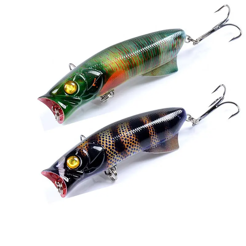 1pc Floathing Lure Topwater 3D 인쇄 포퍼 낚시 유혹 7.8cm 11.5g 하드 미끼 플라스틱 낚시 태클 크랭크 베이트 7 색