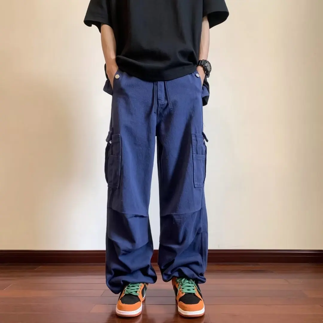 loose straight wide leg baggy pants men's trend ruffian handsome versatile original vibe pants japanese streetwear 2023