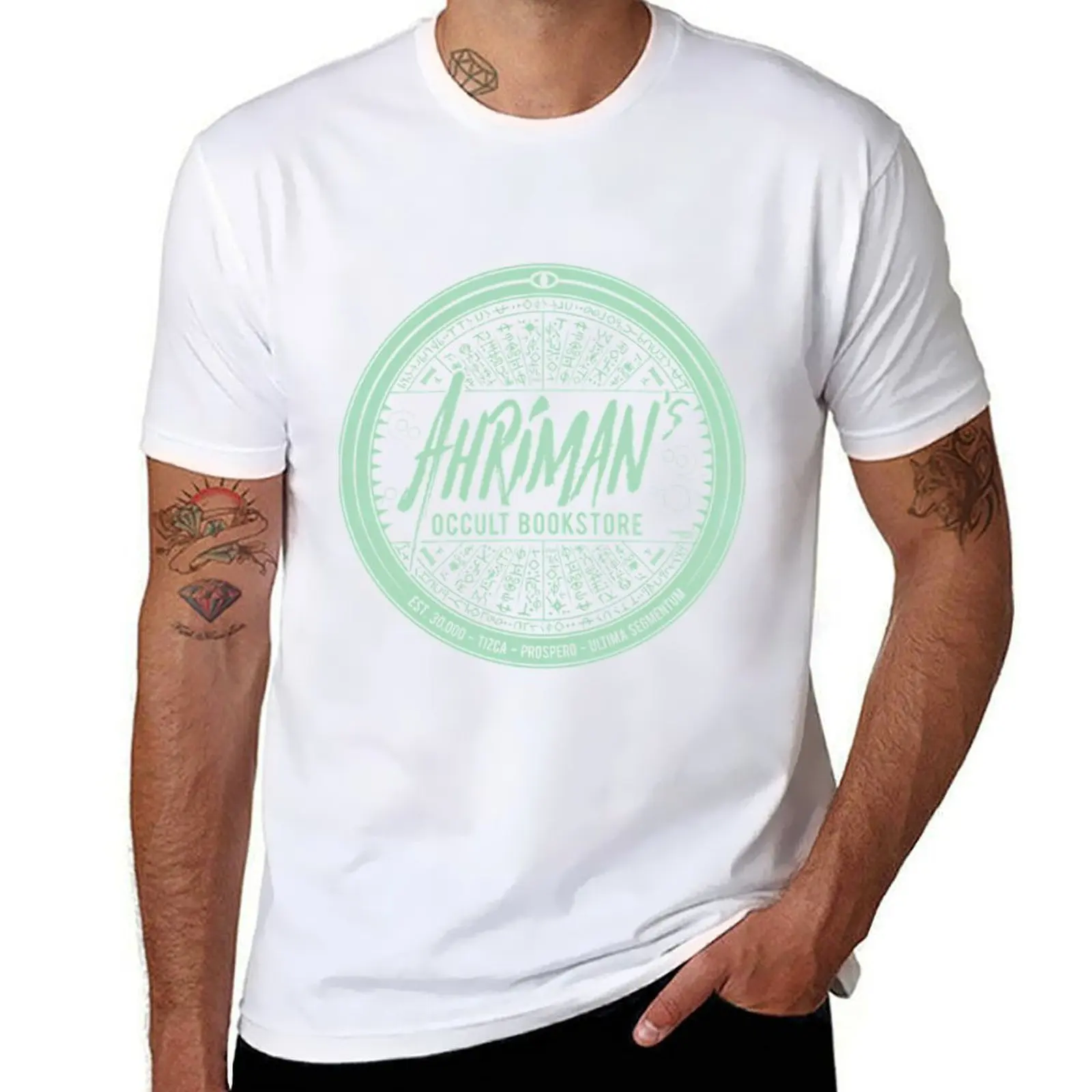 

Ahrimans Occult Bookstore - Haunted Green Edition T-Shirt t shirts for man slim fit man t shirt designer T-Shirt