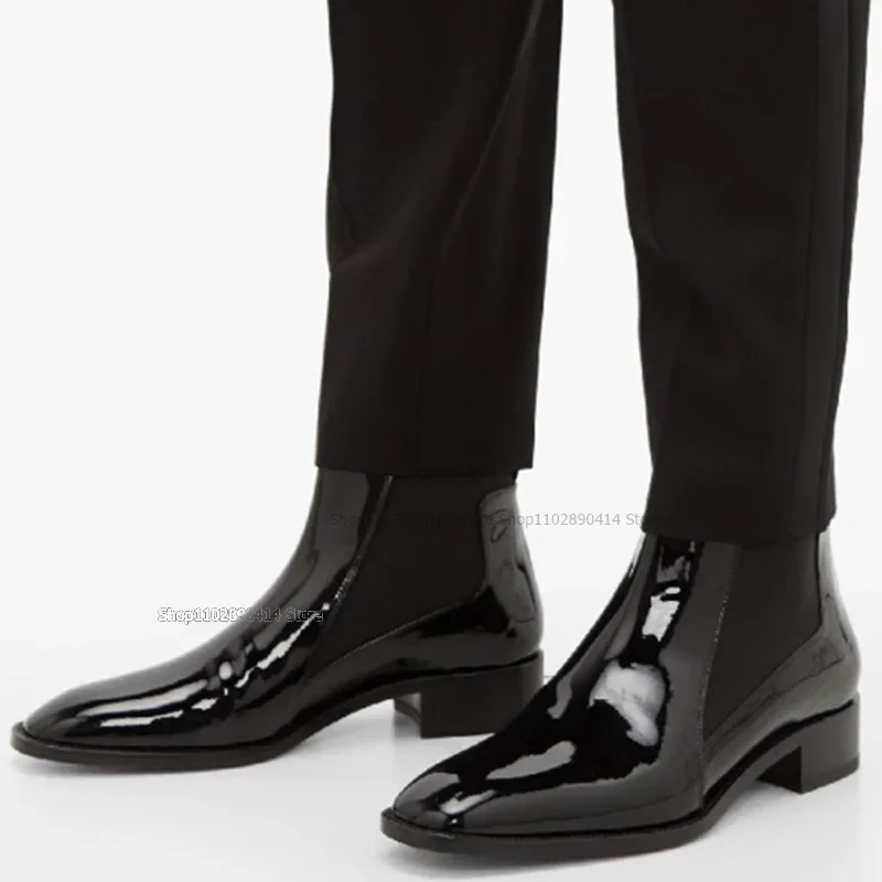 أسود براءات الاختراع والجلود حذاء من الجلد المألوف الانزلاق على حذاء رجالي Bristish نمط عالية أعلى حذاء رجالي رواية فستان عالي الجودة الأحذية