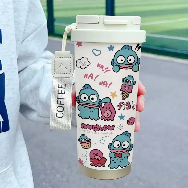 

Sweet Hangyodon Anime Sanrio Ins Students Large Capacity Coffee Water Cup Cute Cartoon Kawaii Thermos Cup Gifts for Kids