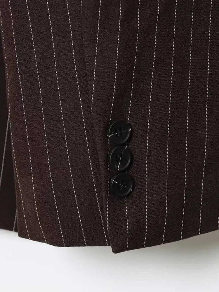 سترة نسائية مخططة كبيرة الحجم بنمط المال القديم وأكمام طويلة وجيوب أمامية أنيقة كبيرة الحجم ملابس خارجية نسائية #6