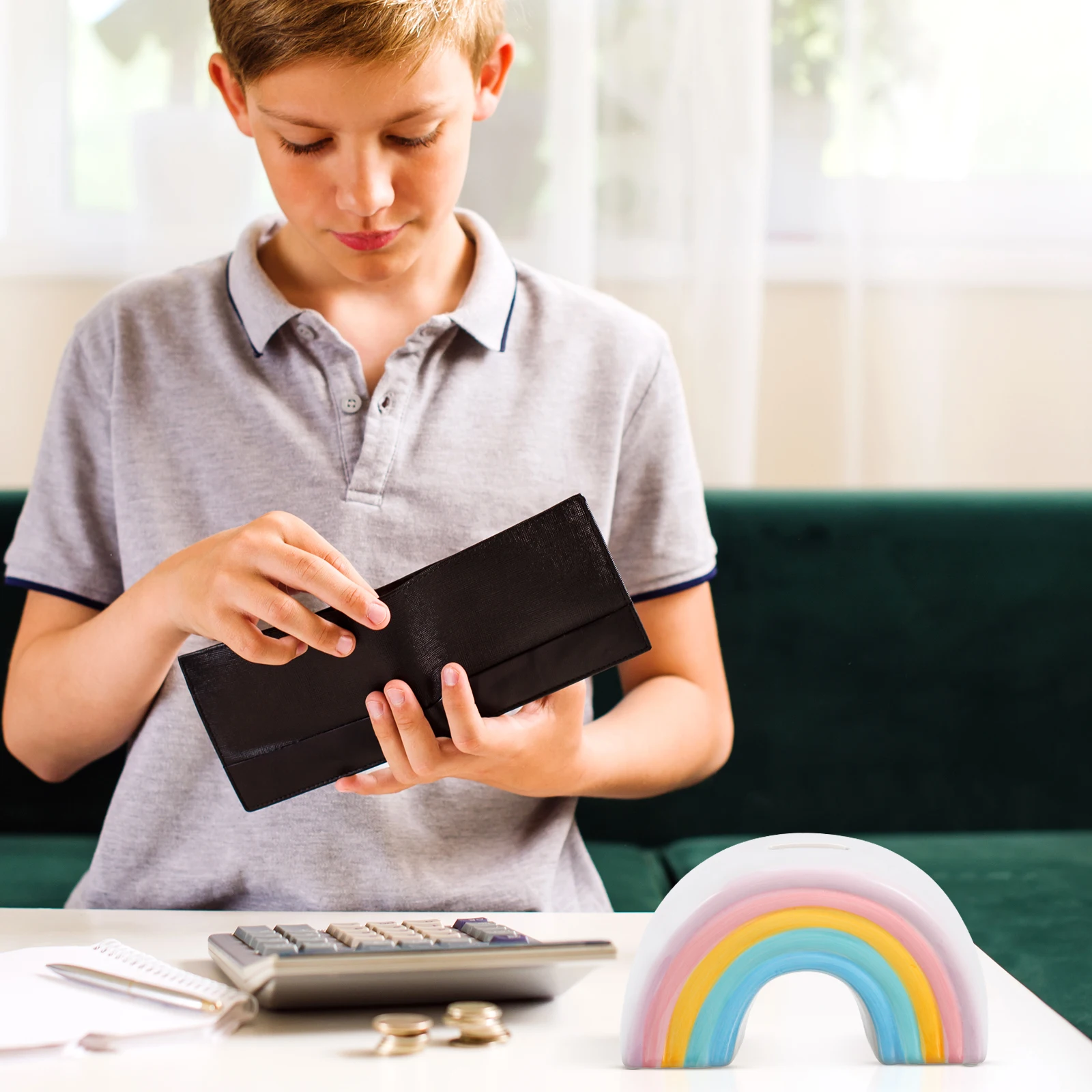 حصالة الخنزير الديكور السيراميك المال للفتيات البنوك الكبار قوس قزح فرز s #6