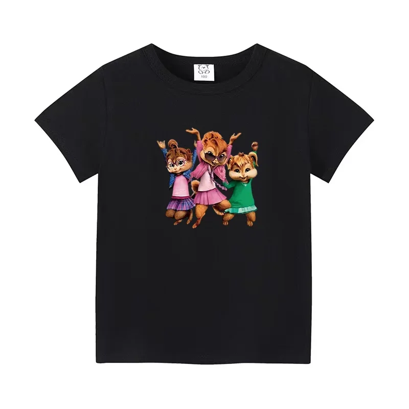 Cartoon Alvin and The Chipmunks T Shirt Kid Tee Girl Clothing Boy Top Teenage Cute Children's Clothes