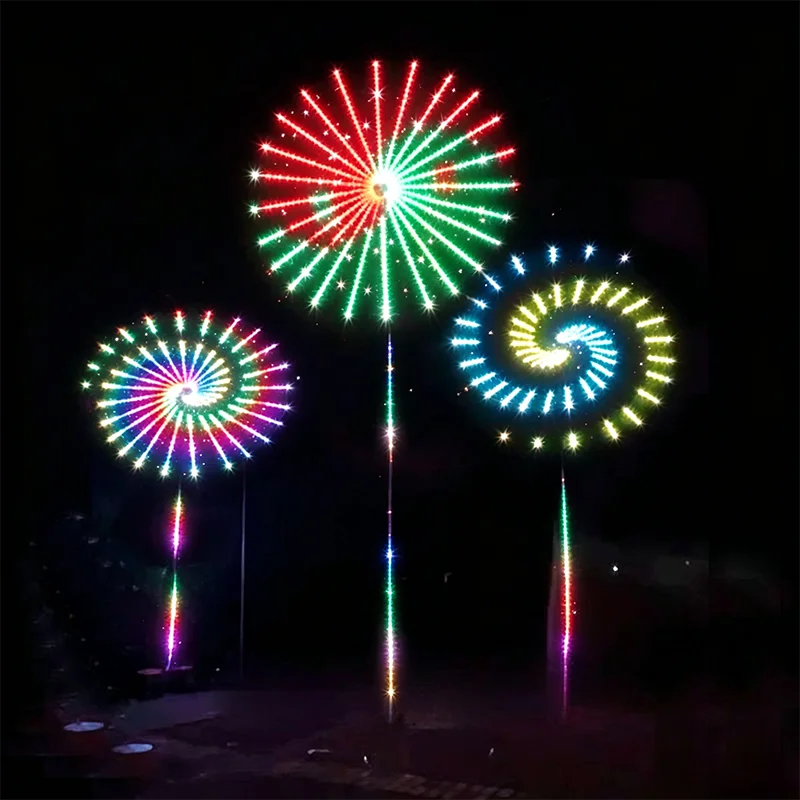 2026 Rain & Sun Proof Programmable Double‑Sided Firework Light Outdoor Colorful Glowing Lamp for Courtyard Holiday Night Ambienc