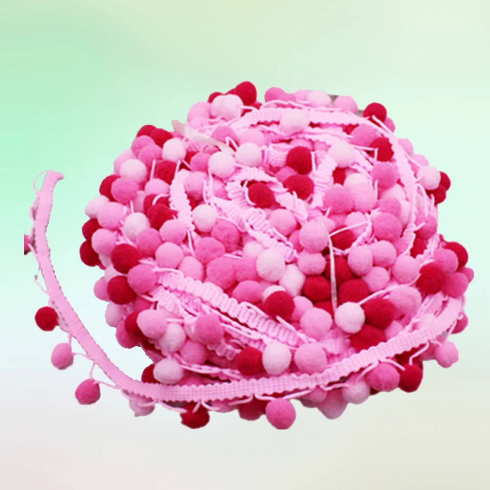

45m 5 Color Gradient Color Ball Lace DIY Small Ball Lace Trim Lace for Dress Scarf Hat Curtain (Pink)