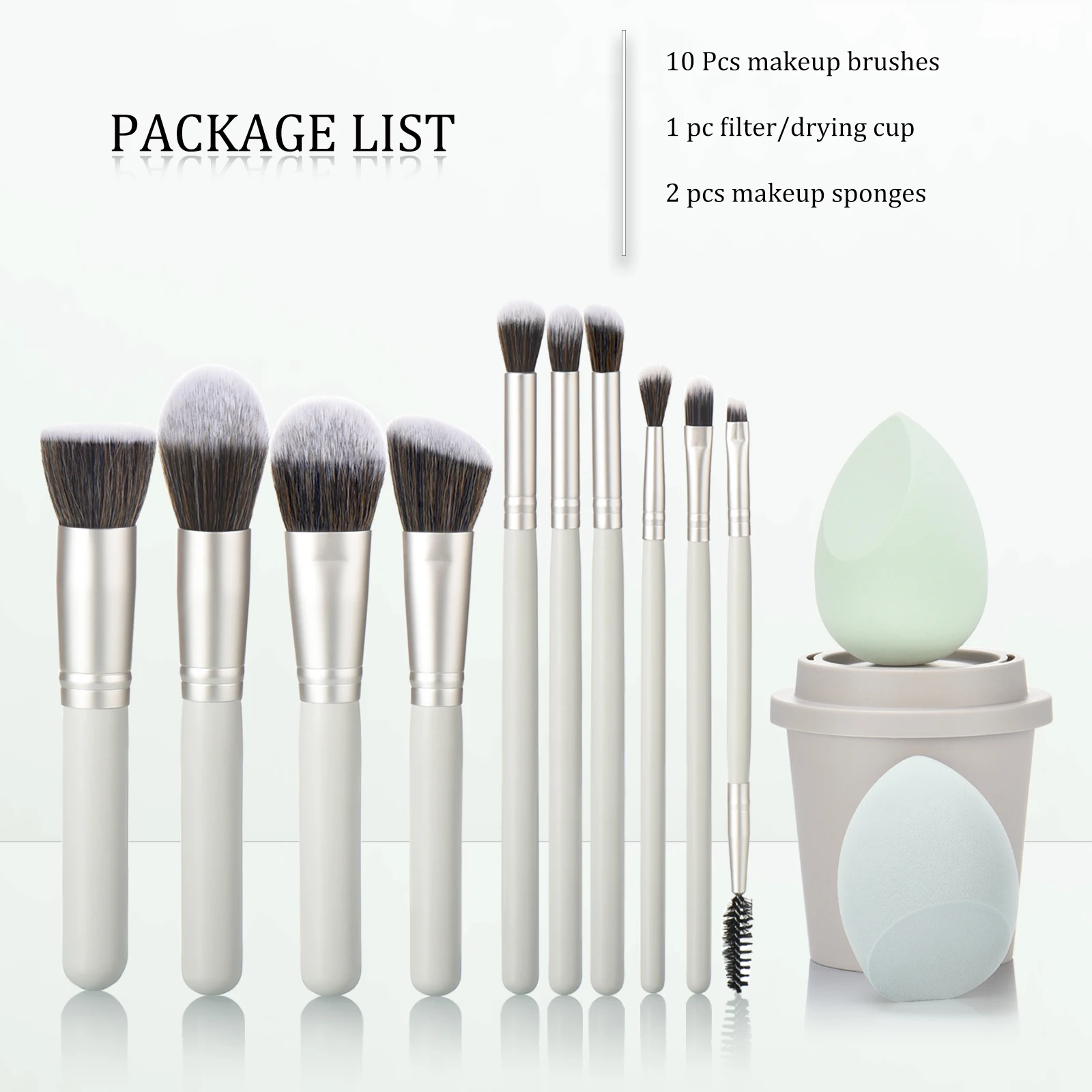 10本の木製メイクブラシセット 高品質合成ファンデーションアイシャドウブラシ メイクスポンジとパウダーパフ付き - 完璧な美しさ