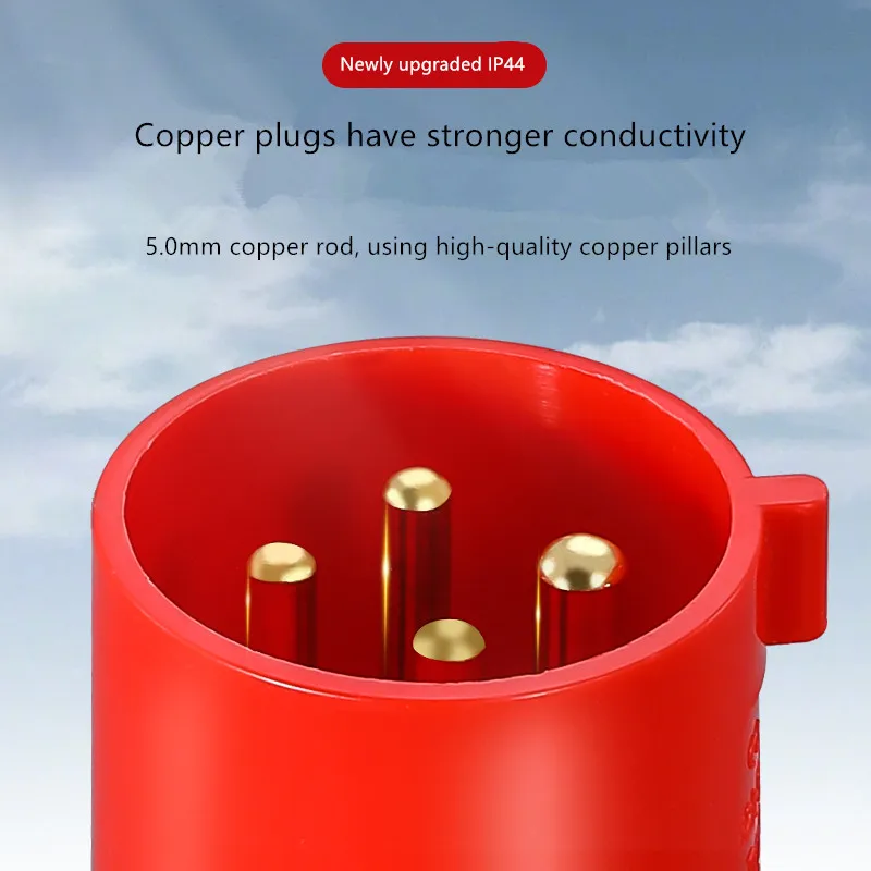 موصل التوصيل والمقبس الصناعي 3 كور 3P، 4 كور، 5 دبوس، خمسة فتحات، 16A 32A، 220 فولت، 380 فولت جدار استقبال وثيقة البرسيم