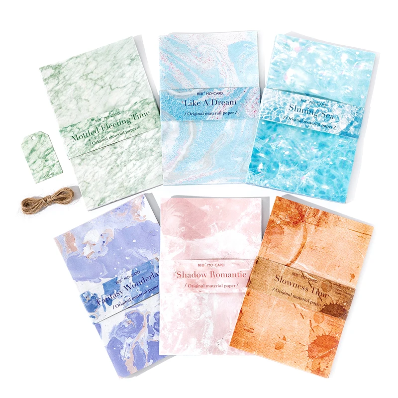 30pcs Vintage Journaling Scrapbooking Supplies Water Wave Oil Painting Color Journals Planners Aesthetic Collage Material paper