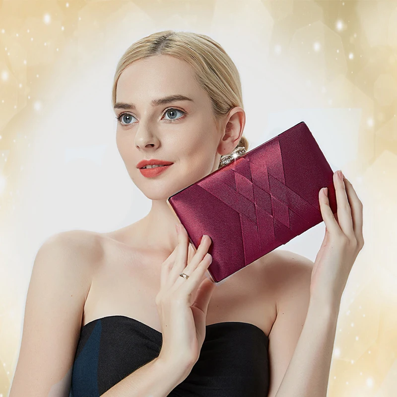 Women Wedding Clutch Purse and Handbag Elegant Silk Red Evening Bag Chain Handbag Fashion Women Shoulder Bag ZD1101