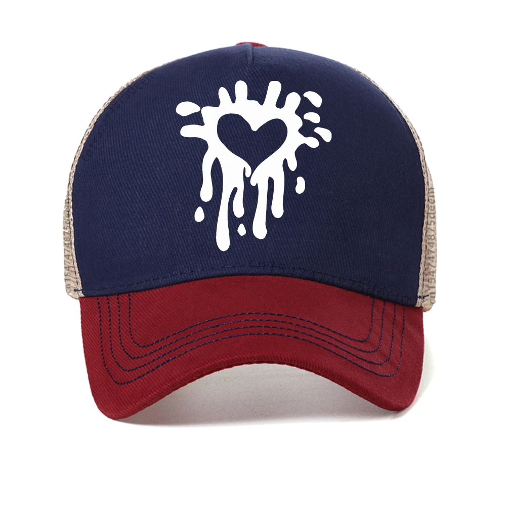 

Melting Heart Print Women baseball cap Summer Cute Tennis Skate Sunscreen mesh outdoor casual adjustable mesh trucker hat