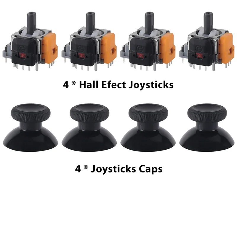 -A14E Joysticks Replacement For PS4 Controller,4 Pack Hall Effect 3D Analog Sensor Joysticks Module For Playstation Conrtoller