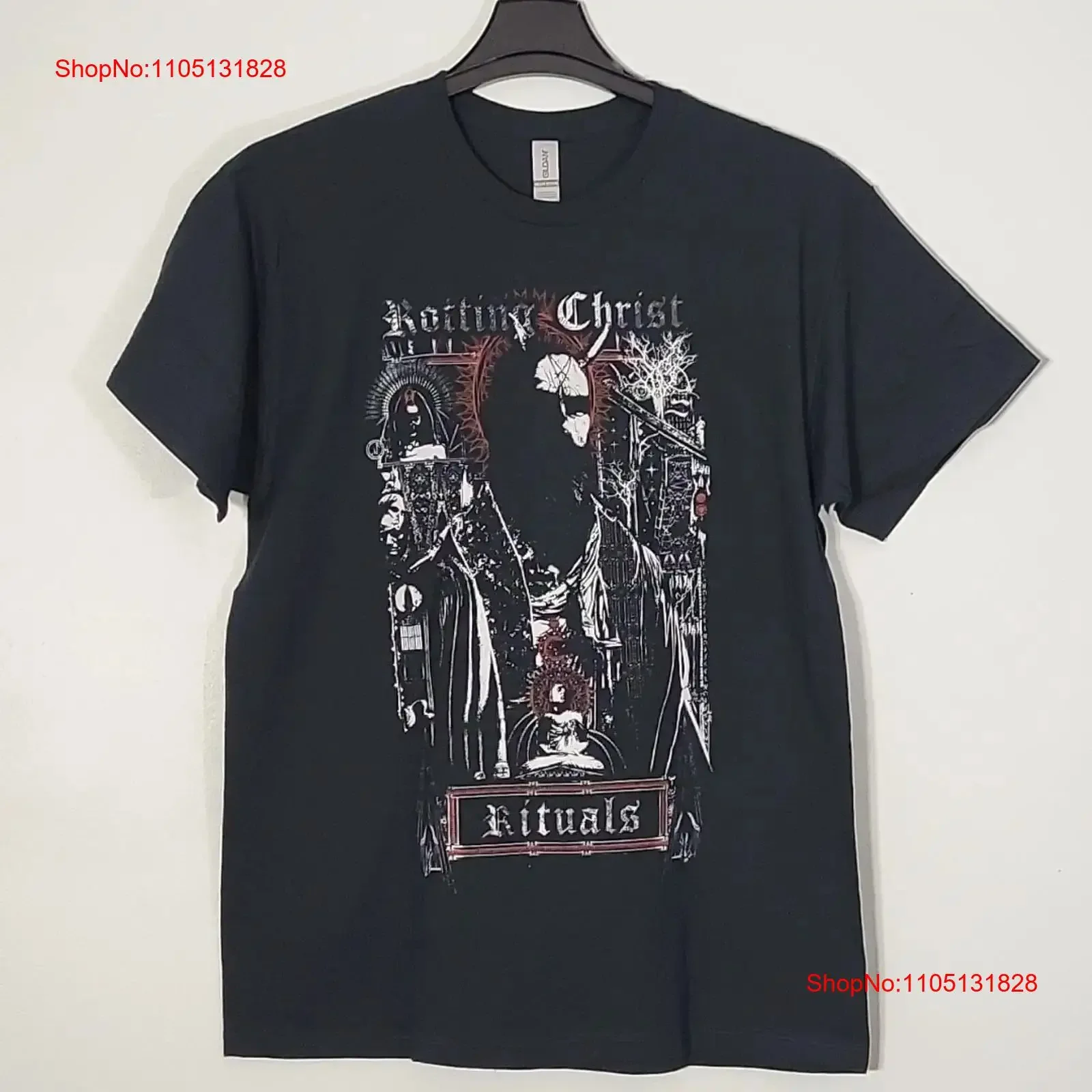 ROTTING CHRIST Rituals L كبير رسمي تي شيرت أسود للرجال شعار الفرقة خمر غسلها مصمم الملابس الرسم تنوعا للجنسين