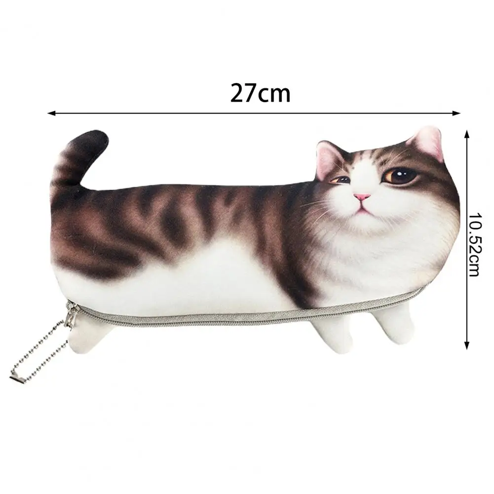 Smooth Zipper Pencil Case Simulation Cat Pen Bag Capacity Zipper Pouch for Boys Girls Dust-proof Portable for Students