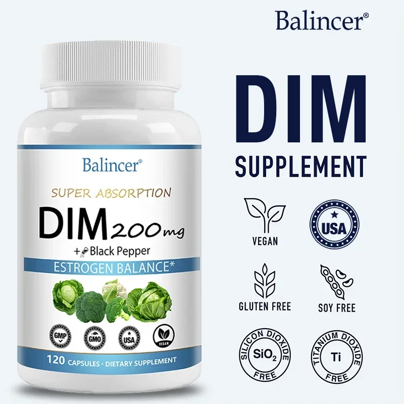 DIM Supplement - Contains Piperine, Beneficial for Female Secretion Balance, Supports Skin and PCOS, Promotes Immune Health