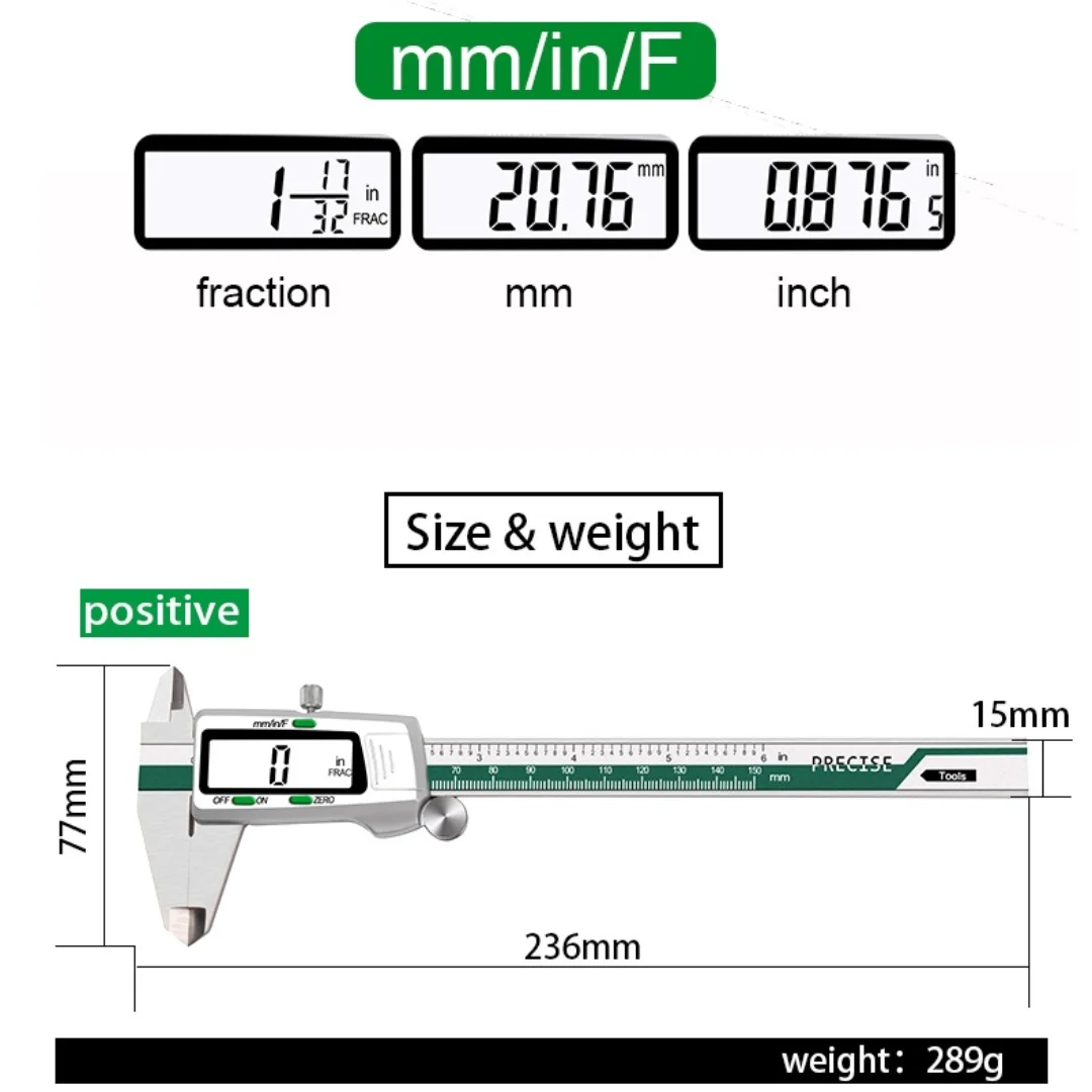 ET50 150mm Digital Caliper Stainless Steel 0.01mm High Precision for Mechanical Components Measure