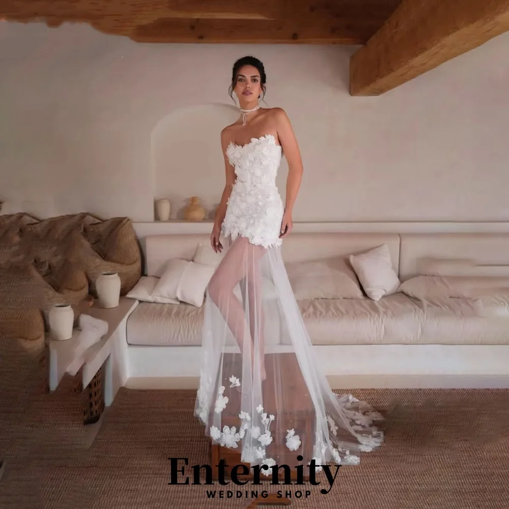 

Customized StraplessWedding Dress Flower Applique Bridal Dress Charming Sleeveless Zipper Bridal Gown 2025 свадебное платье