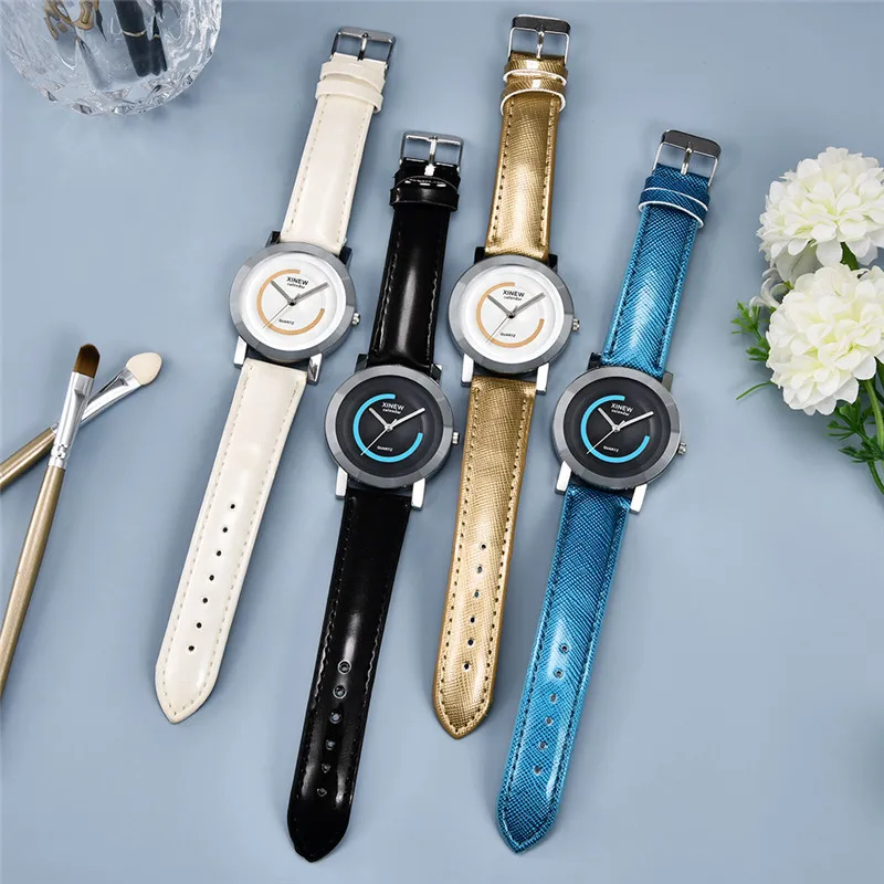 XINEW-Reloj de pulsera de cuero para Hombre, cronógrafo de cuarzo, informal, a la moda, Barato, Original