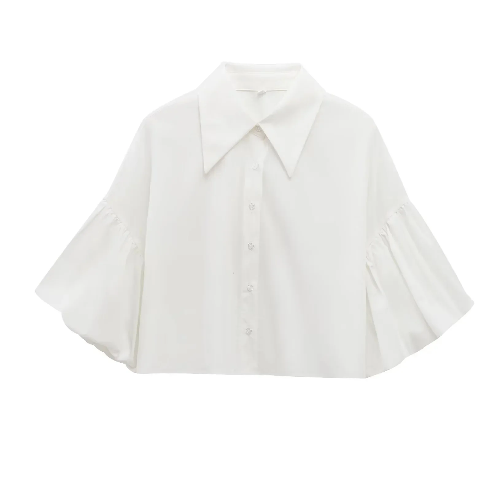 Frauen Kleidung Trendy Puff Ärmeln Hemd Einreiher Design Büro Dame Blusen Frauen Tops Mujer Weiß Schwarz Rosa Shirts