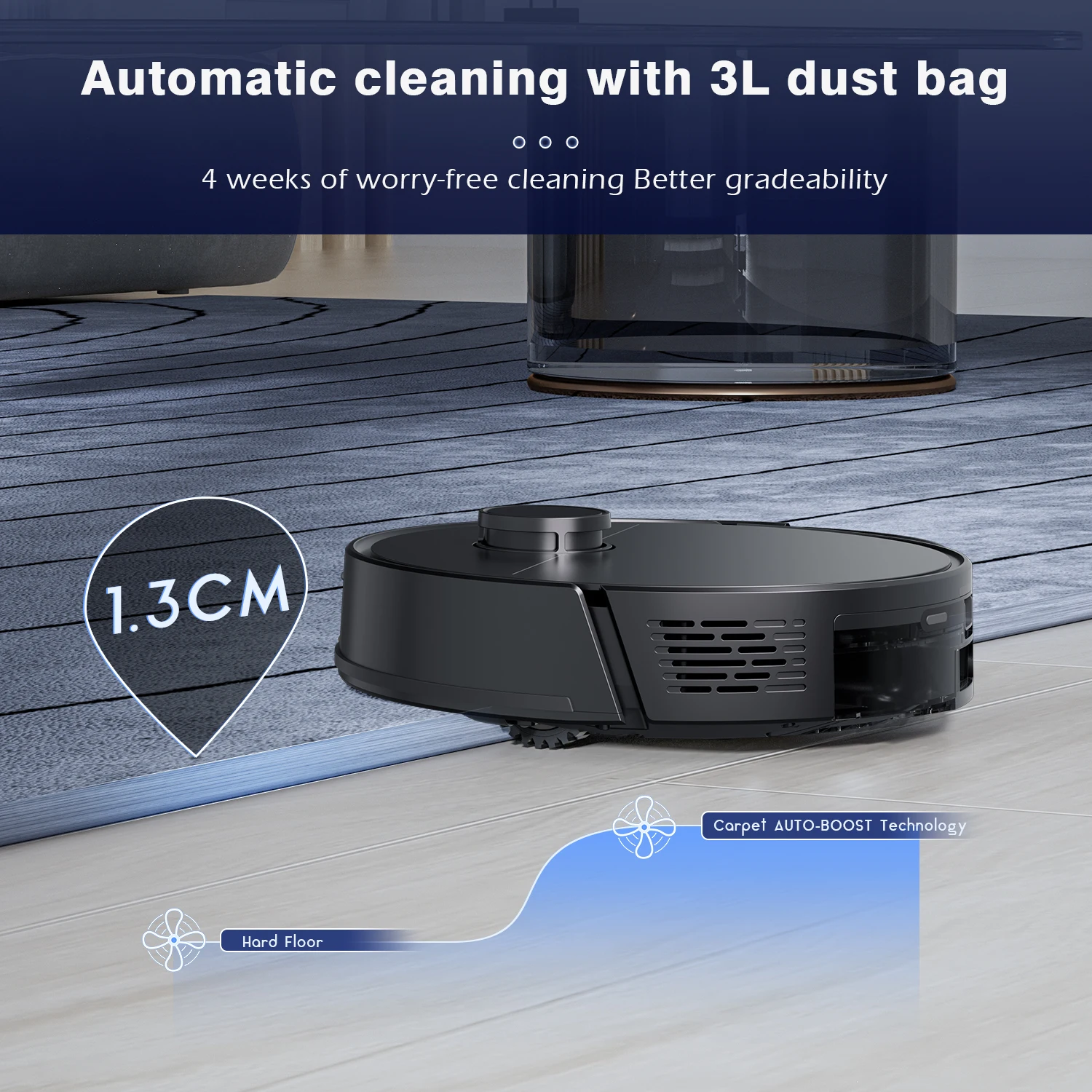 ZCWA M30/M30+ Robot Vacuum Cleaner with Auto-empty Dock, 6000PA Suction, Multi-Floor Maping, Customized Wet Dry Room Cleaning