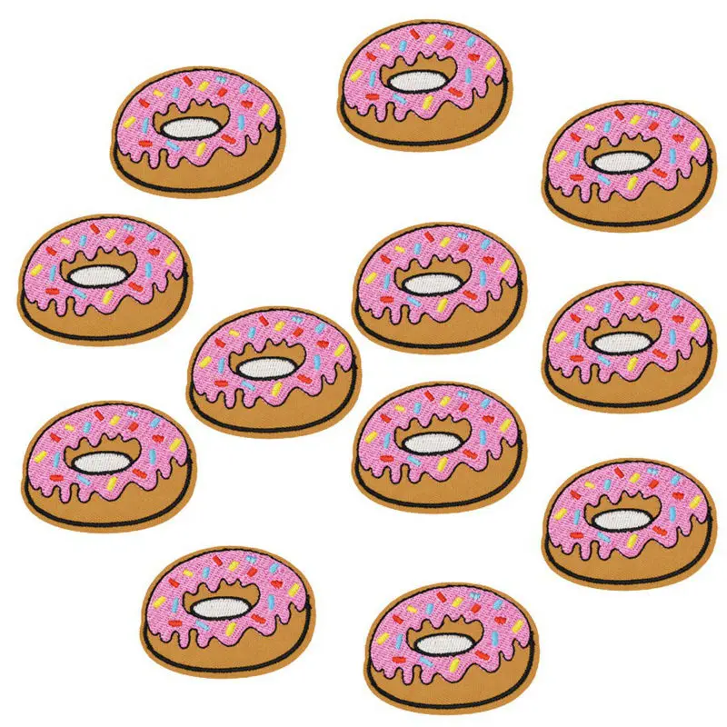 10 pcs Donuts patches badges for clothing iron embroidered patch applique iron sew on Diy patches sewing accessories for clothes