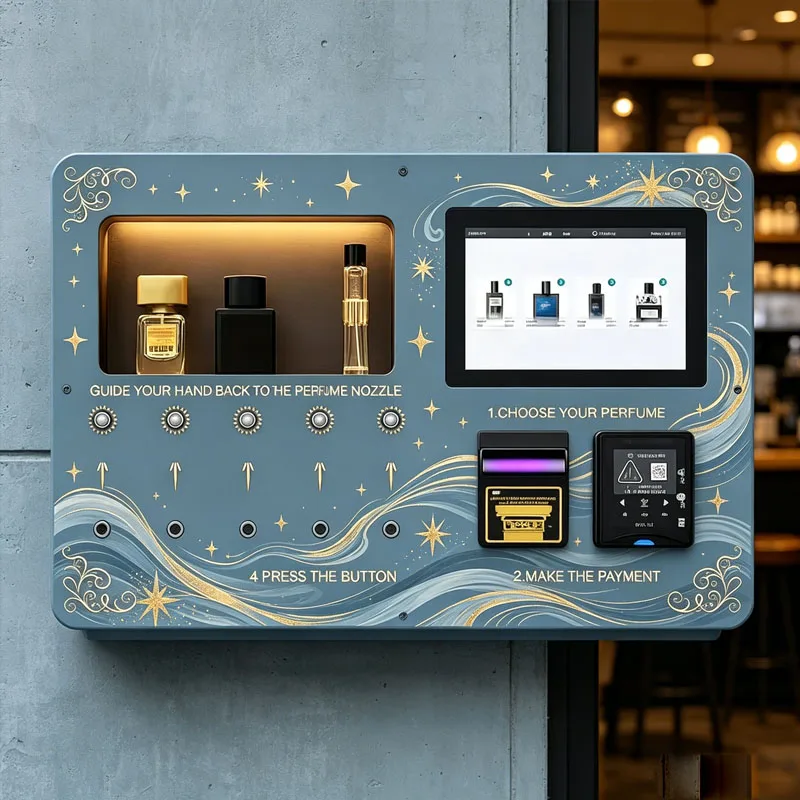 

Luxury Perfume Sampling Vending Machine Wall Mounted Fragrance Display and Spray System Wholesale Customized
