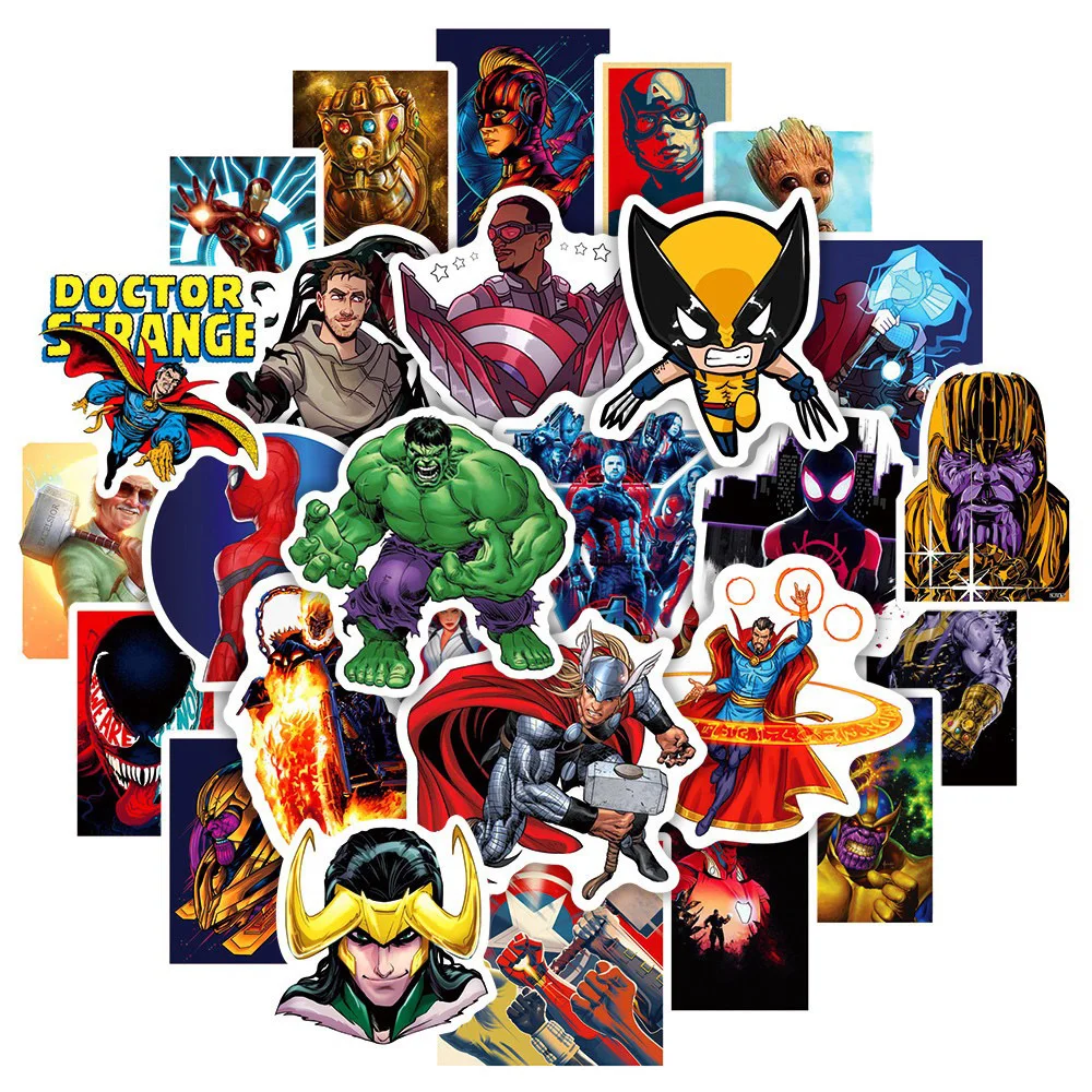 10/30/50PCS Disney Super Hero Mix Marvel Cartoon Sticker DIY Guitar Laptop Luggage Skateboard Graffiti Decals Fun for Kid Toy