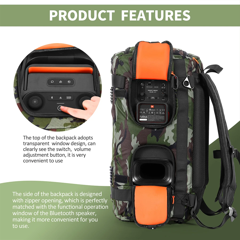 Speaker Bag Travel Case Replacement for JBL Partybox Club 120 ortable Speaker Carry Tote Bag Backpack for for JBL Partybox 110