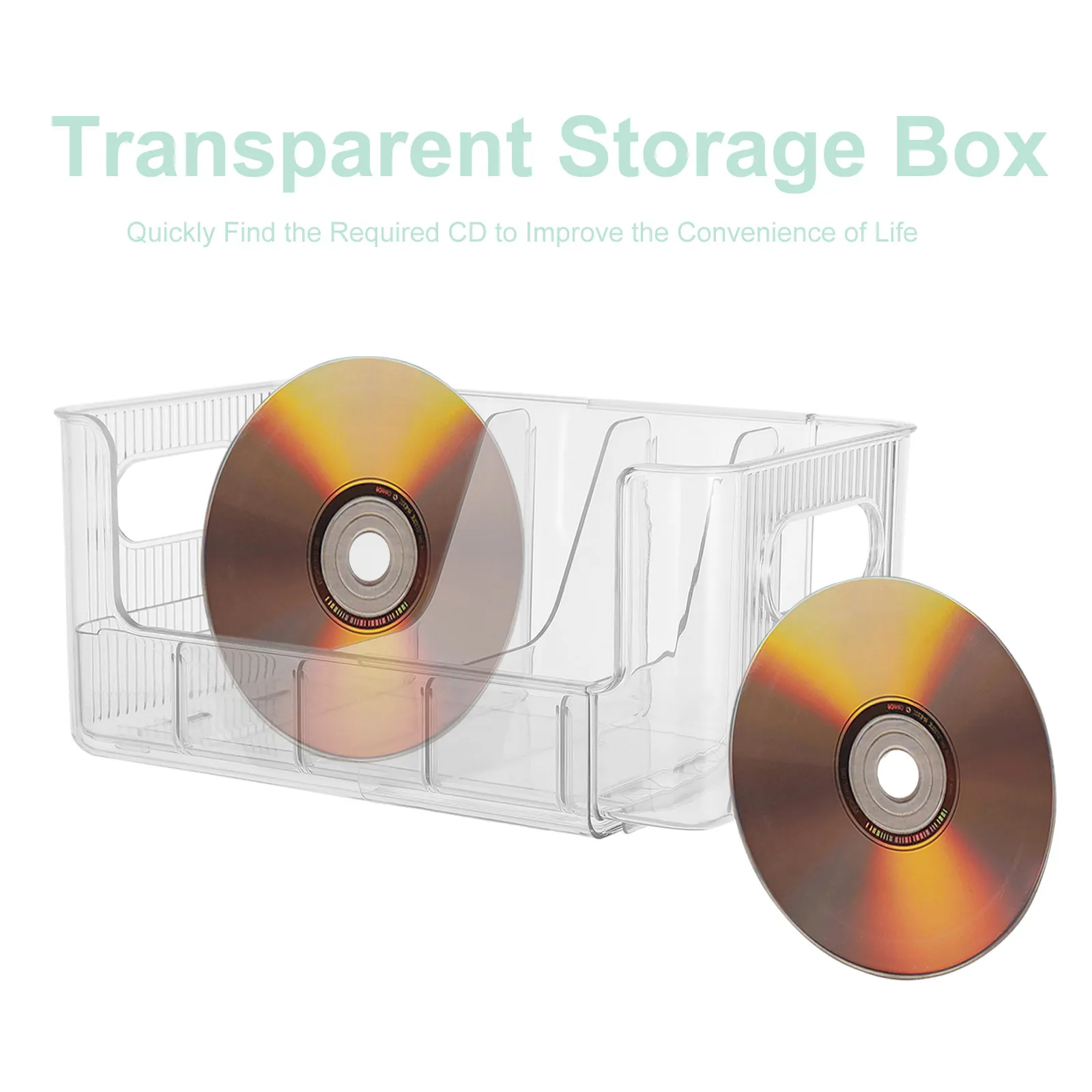 Clear Telescoping Cd Storage Box Adjustable Removable Dividers Transparent Acrylic Organizer for Home Office Music Disc