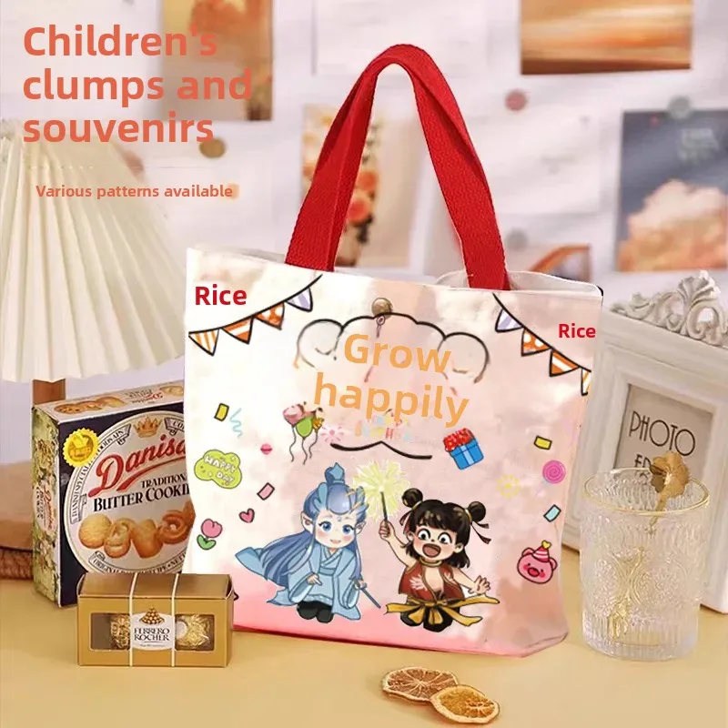 Bolsa de Lona de Regalo de Cumpleaños con Diseño de Dibujos Animados de Nata Ao Bing para Niños, Estudiantes y Bebés, Bolsa de Regalo para Fiestas