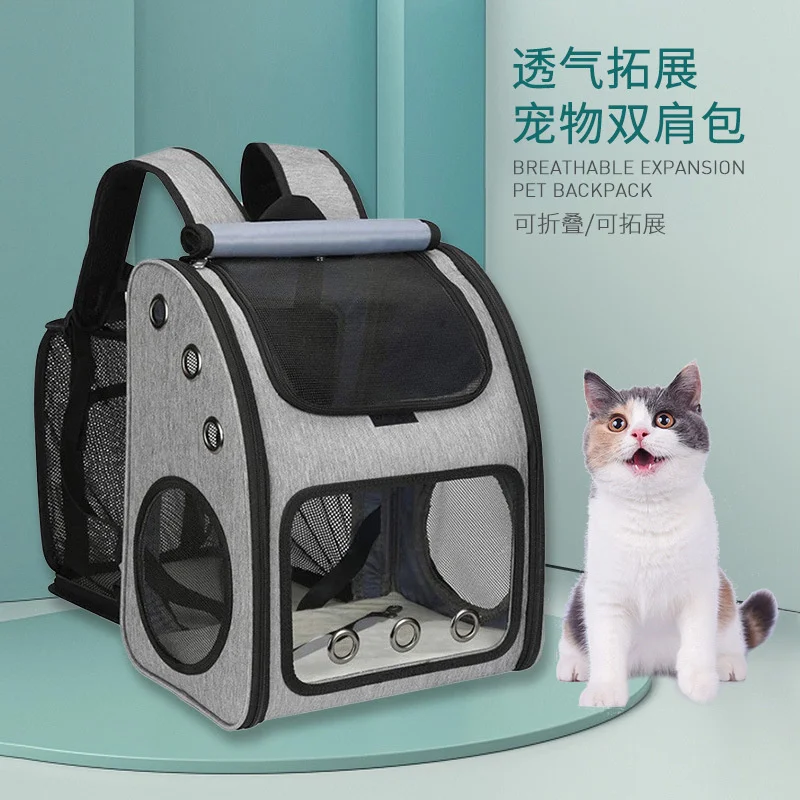 Imagem -04 - Bolsa de Transportadora de Gato Dobrável Mochila Portátil Expansível Respirável Pet Pet Shop Mochila para Cães de Viagem