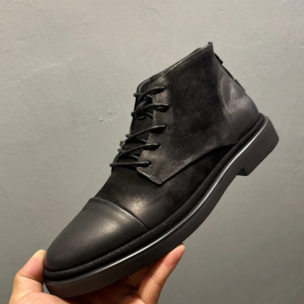 حذاء QHCCID الجلدي للرجال - مصنوع من الجلد الطبيعي، بنعل ناعم مصنوع يدويًا، يتميز بنمط قديم وتصميم عالي الجودة. #3