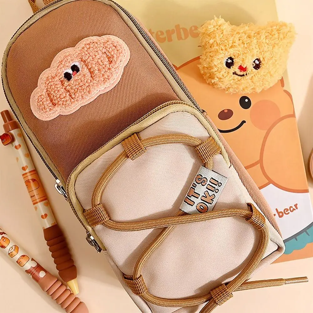 Drawstring Design Pencil Case Multilayer Multi-functional Stationery Storage Bag Large Capacity Dirty-proof Pen Box