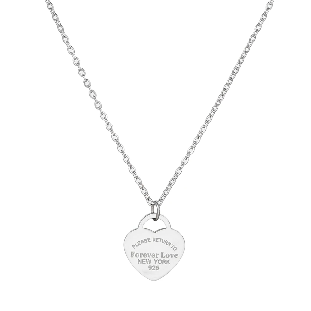 Collar de corazón de amor de marca de lujo para mujer, collar de clavícula de párrafo, collar de melocotón de Color dorado de acero inoxidable,